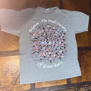 B & C Belgium The Small Country Of Great Beers S/S Cotton Tee Large Gray